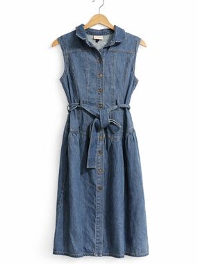 Universal Thread Blue Denim Button-Front Dress